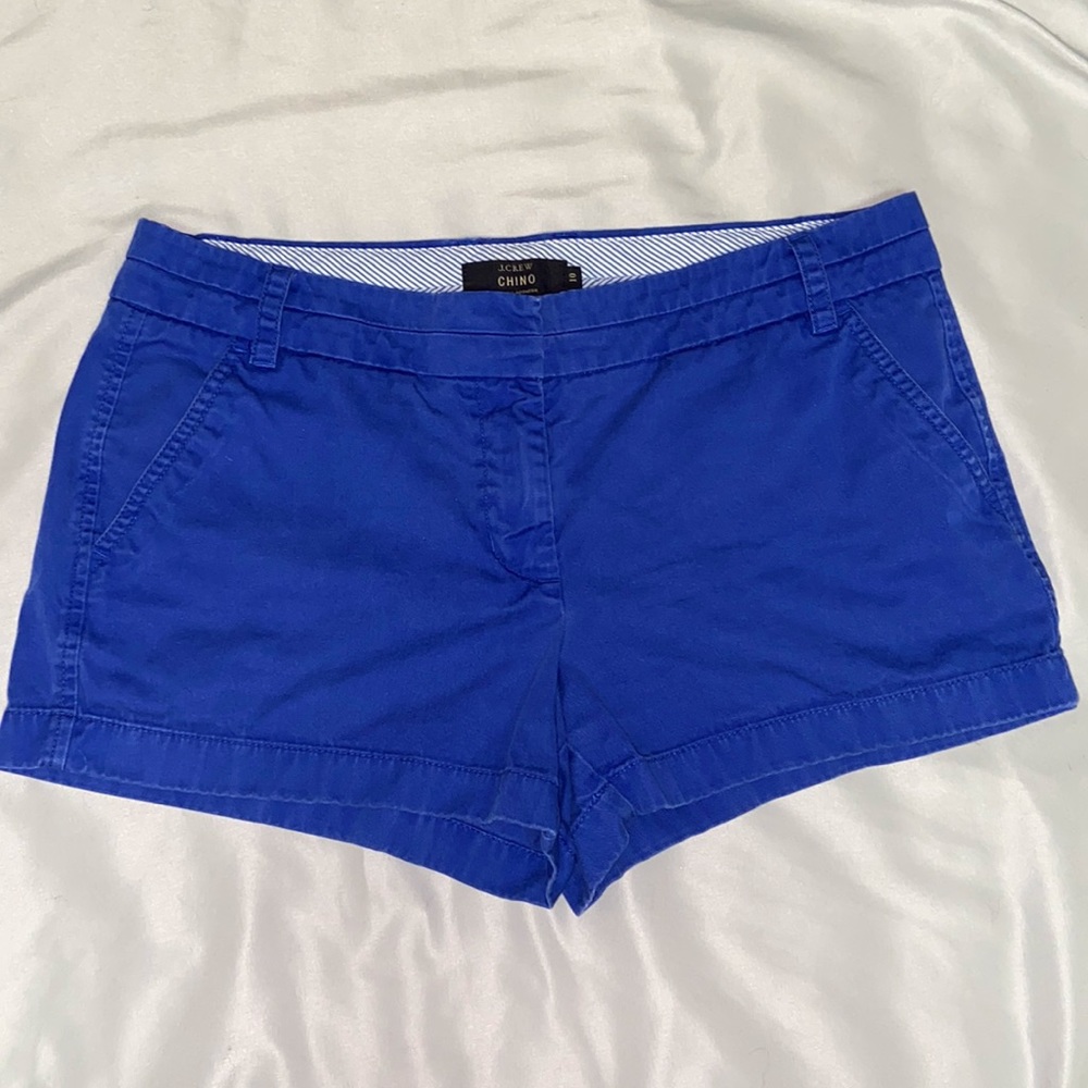 J. Crew Chino Women’s Shorts Size 10 Royal Blue Clasp Belt Loops